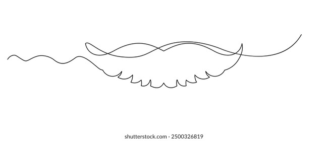 One Line Mustache Icon, Monoline Mustaches Symbol, Continuous Whiskers Silhouette, Mustache Endless Shape, Men Fashion Vector Illustration