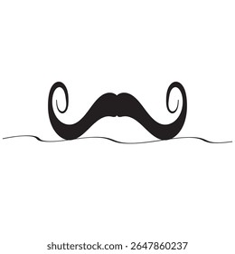 One Line Mustache Icon Monoline Mustaches Symbool Continu Whiskers Silhouette Mustache Endless Shape Heren Fashion Vector Illustratie