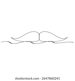 One Line Mustache Icon Monoline Mustaches Symbool Continu Whiskers Silhouette Mustache Endless Shape Heren Fashion Vector Illustratie