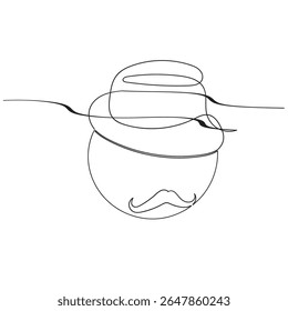 One Line Mustache Icon Monoline Mustaches Symbool Continu Whiskers Silhouette Mustache Endless Shape Heren Fashion Vector Illustratie