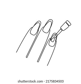 One line nail illustration. Continuous line minimal drawing design