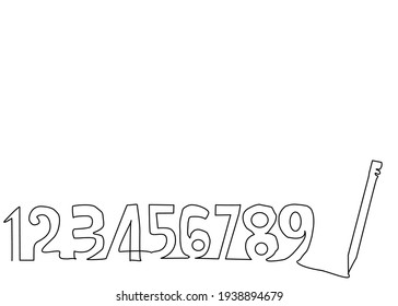 One line of numbers.Isolate on white background.Copy space for your text.