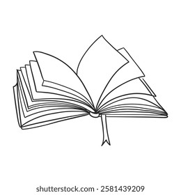 One Line Open Book Drawing. 