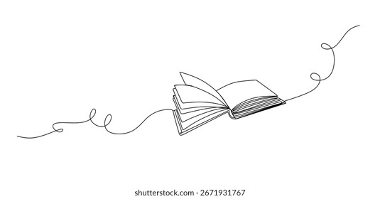 Estilo Open Book de uma linha. Contorno preto sobre fundo branco. Gráficos para empresas	
