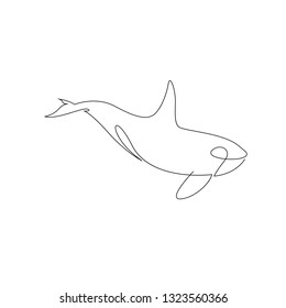 One line orca silhouette. Killer whale vector illustration