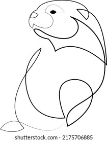 One line otter design silhouette. Hand drawn minimalism style vector illustration.