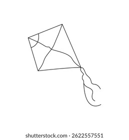 una línea Vector de delineación de la cometa de fondo de dibujo continuo, dibujado de una línea de delineación de Ilustración vectorial de delineación de cometa