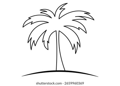 Uma linha palmeira desenho de árvore minimalista esboço vetor ilustração para design tropical