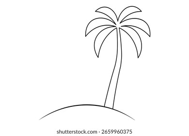 Una línea de la palmera que dibuja la Ilustración vectorial de contorno minimalista para el diseño tropical