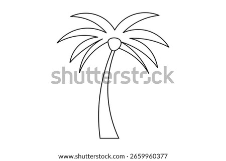 One line palm tree drawing minimalist outline vector illustration for tropical design