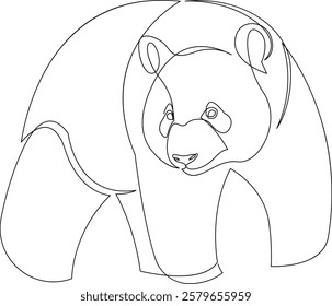 One line panda bear design silhouette. Hand drawn minimalism style vector illustration.