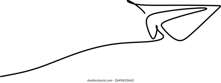 one line. paper airplane flies