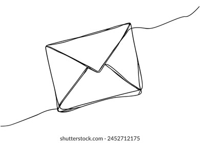 One line paper envelope. Email message post letter send illustration sketch outline drawing