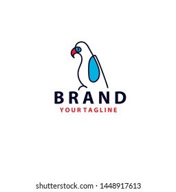 One line parrot logo design - vector illustration