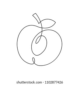 One line peach design. Hand drawn minimalism style vector illustration isolated on white background.