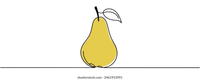 One line pear design. Hand drawn minimalism style vector illustration isolated on white background.