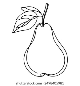 Einzeiliges Birnendesign. handgezeichnete Minimalismus-Stil, Vektorgrafik einzeln auf weißem Hintergrund