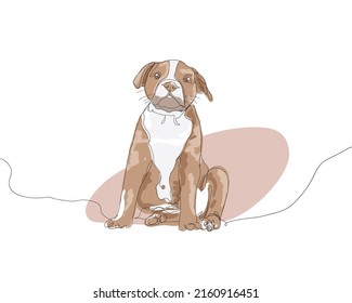 One line pet portrait. Dog illustration in continuous line