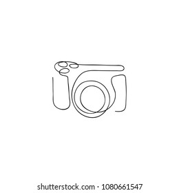 One line photo camera Hand drawn vector illustration.