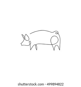 One line pig design silhouette.Hand drawn minimalism style vector illustration