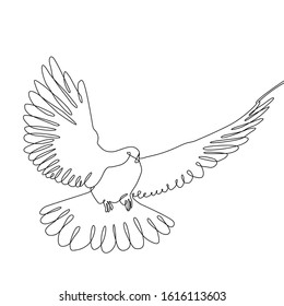 one line pigeon. Continuous one line drawing. Concept of the symbol of freedom.