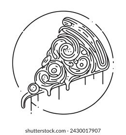 One line of pizza. Modern continuous line design with pizza logo. one line pizza slice vector illustration