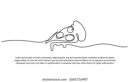One line of pizza slice. Abstract minimal continuous line.