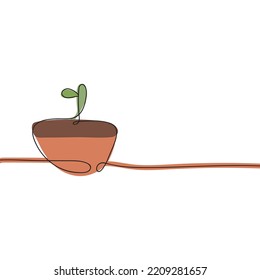 One Line Plant Clipart. Potted Plant Clipart. Plant Clipart Isolated.