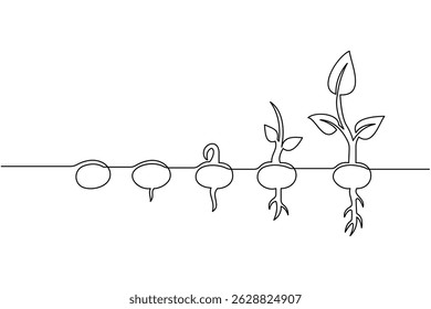 One line plant growth icon linear style illustration and minimalist vector

