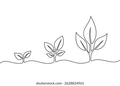 One line plant growth icon linear style illustration and minimalist vector

