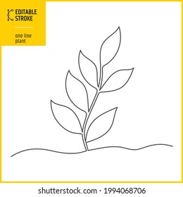 Plantas de una línea. Estilo de trazo editable. Elegante trazado de línea continua. Concepto de crecimiento y amor a la tierra.