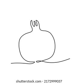 One line pomegranate vector illustration. Minimalist line art garnet drawing design.