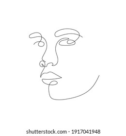 One Line Portrait Hand Drawn Abstract Stock Vector (Royalty Free ...