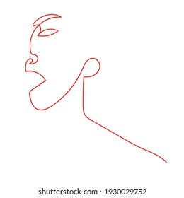 Retrato de una línea. Cara abstracta dibujada a mano.  Arte minimalista. Estilo de moda. 