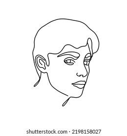 One line portrait. Hand drawn abstract face. Minimal art. Trendy style.