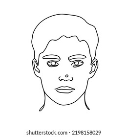 Retrato de una línea. Cara abstracta dibujada a mano. Arte minimalista. Estilo de moda.