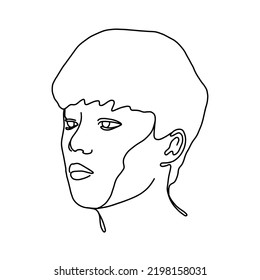 One line portrait. Hand drawn abstract face. Minimal art. Trendy style.