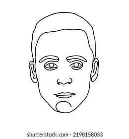 One line portrait. Hand drawn abstract face. Minimal art. Trendy style.
