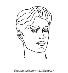 One line portrait. Hand drawn abstract face. Minimal art. Trendy style.