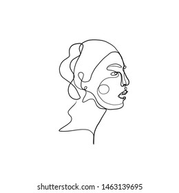 Female Face Line Art Continuous One Stock Vector (Royalty Free) 1920664712