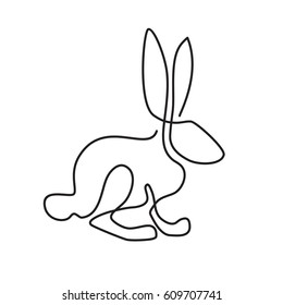 One line rabbit design. Hand drawn minimalism style vector illustration