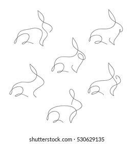 One line rabbit design silhouette. Logo design. Hand drawn minimalism style vector illustration.
