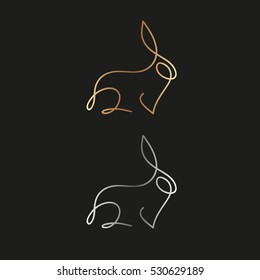 One line rabbit design silhouette. Logo design. Hand drawn minimalism style vector illustration.