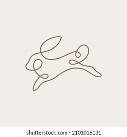 One line rabbit design silhouette.Hand drawn minimalism style vector illustration.