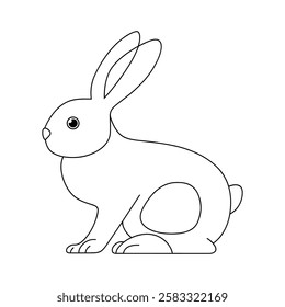 one line rabbit drawing. continuous line hare art