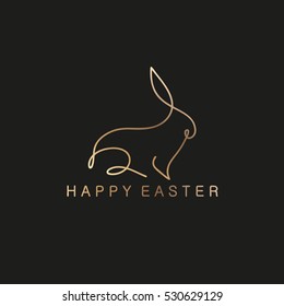 One line rabbit silhouette. Logo design. Hand drawn minimalism style vector illustration.