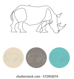 One line rhino design silhouette. Hand drawn minimalism vector illustration