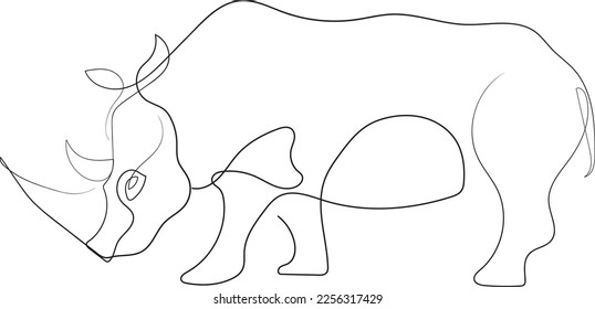 one line rhino vector art