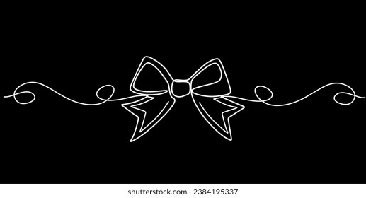 Un regalo de arco de cinta de línea. Arte minimalista de una sola línea.