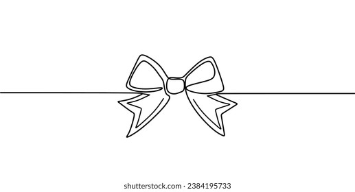 Ein Band-Schleifengeschenk für eine Linie. Minimalistische Einzelkunst. Bow einzeln auf weißem Hintergrund.